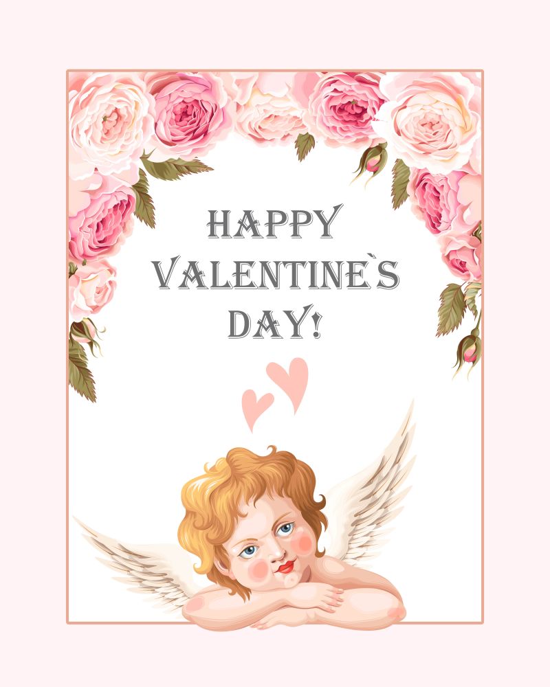 矢量的丘比特图案贺卡设计