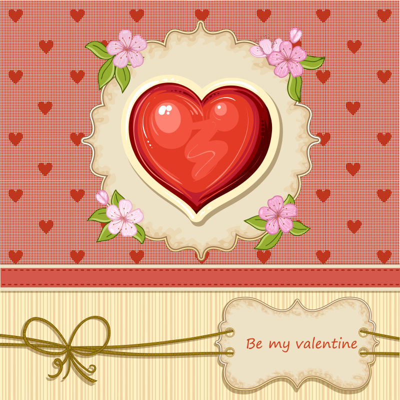 情人节的心形图案明信片矢量设计