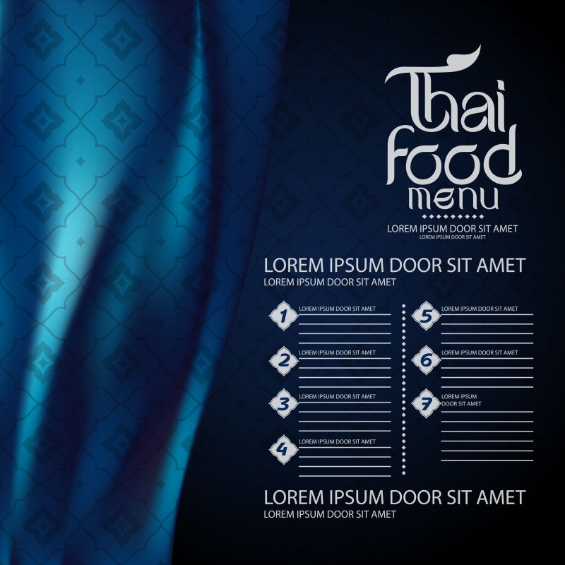 矢量泰国花纹装饰的艺术菜单设计