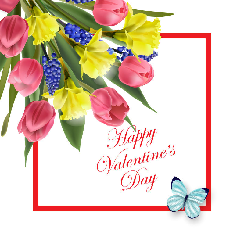 矢量的情人节鲜花卡片设计