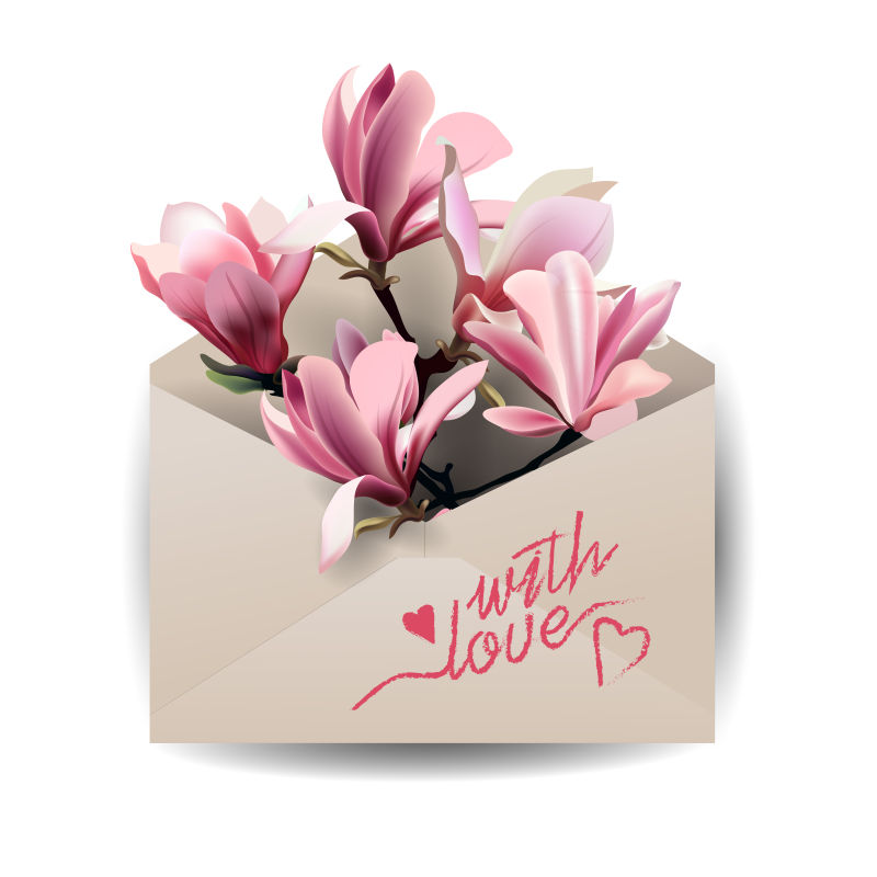 好看的五彩缤纷的春花信封矢量