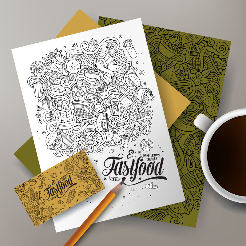 抽象黑色涂鸦风格的图案设计元素