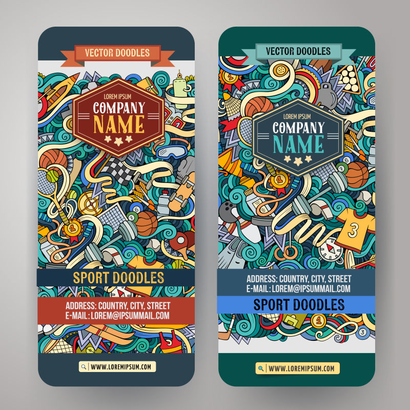 创意矢量涂鸦风格的运动横幅设计