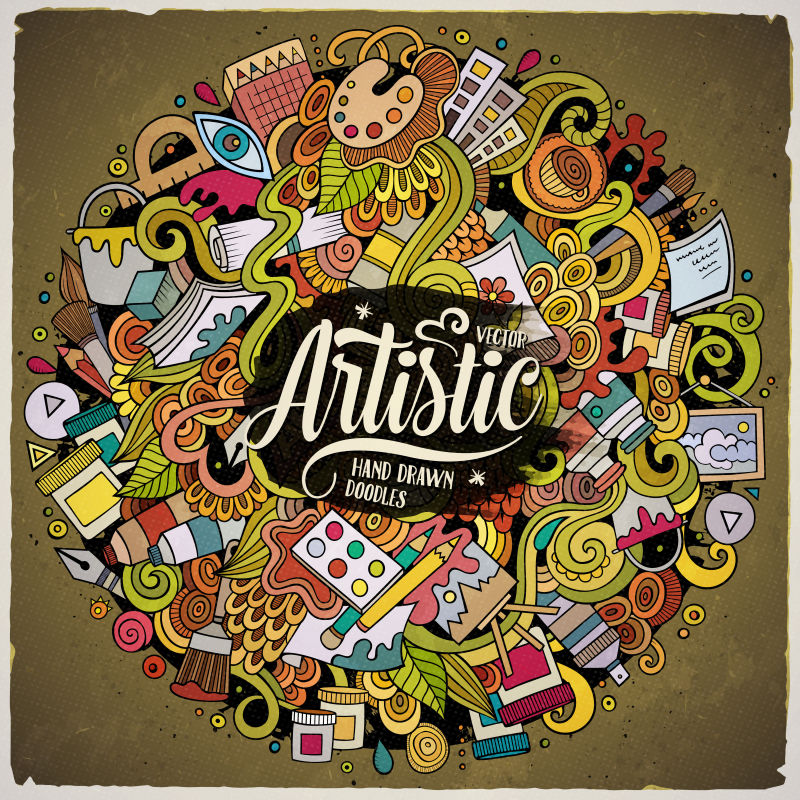 抽象矢量现代卡通涂鸦艺术背景