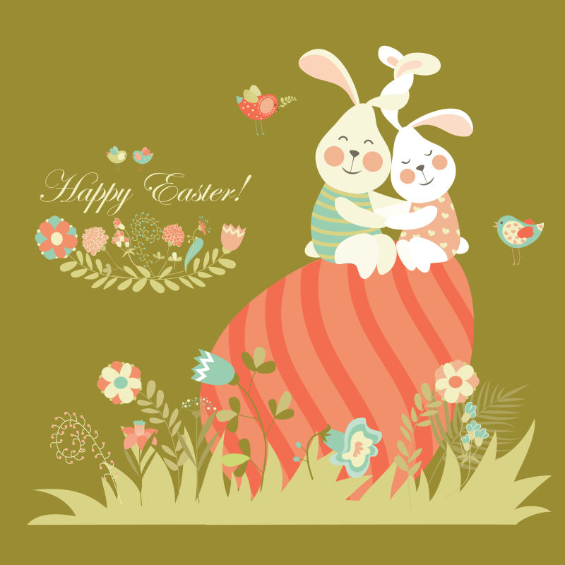 复活节精美卡片插图矢量设计