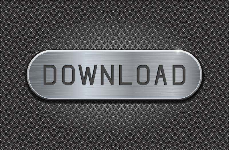 抽象矢量下载按钮元素的金属背景设计