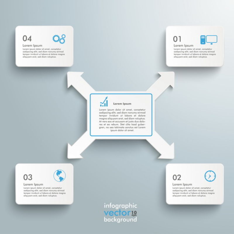 创意矢量白色中心扩散概念信息图表设计
