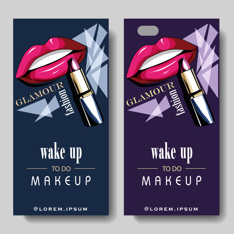 创意矢量美容主题的平面卡片设计