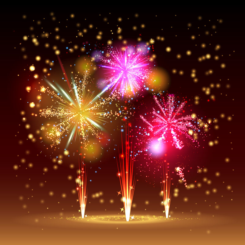 矢量灿烂的节日烟花设计
