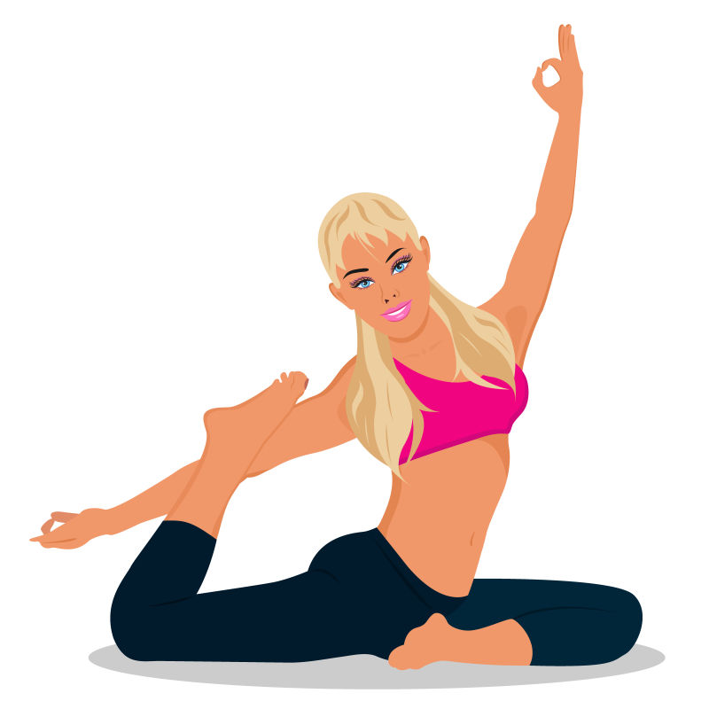 创意矢量现代做瑜伽的女孩插图设计