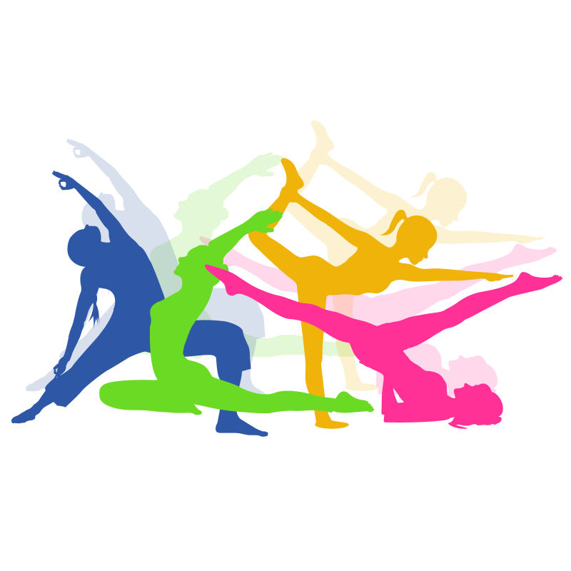 抽象矢量现代做普拉提的女孩剪影插图设计