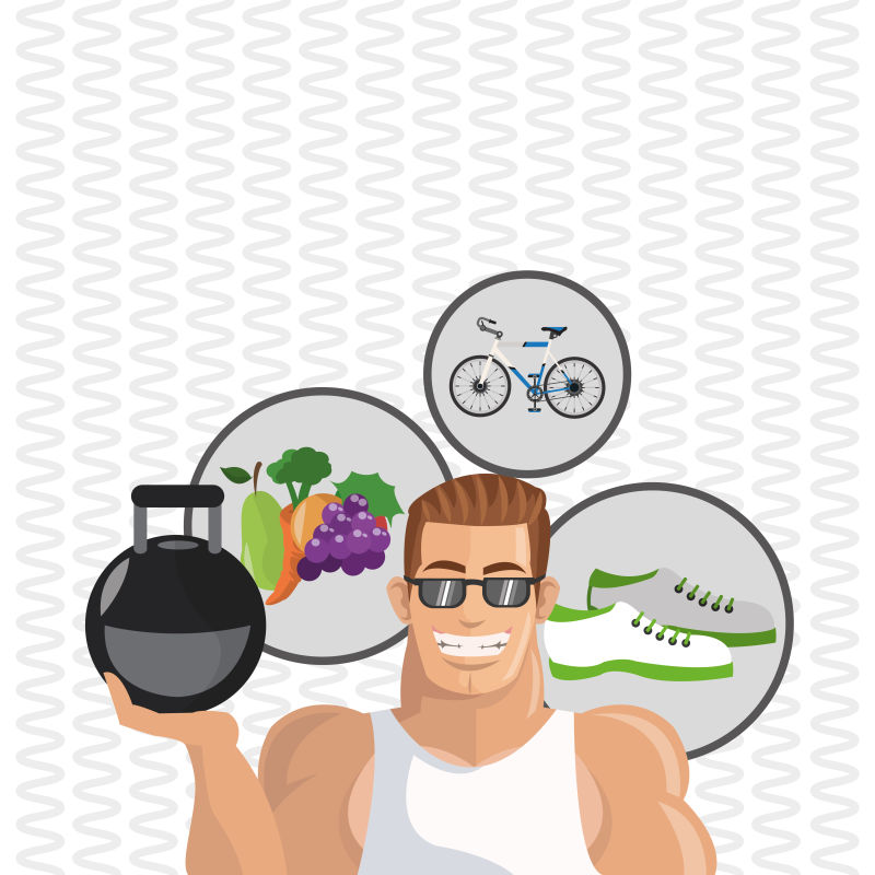 卡通健身教练插图矢量设计