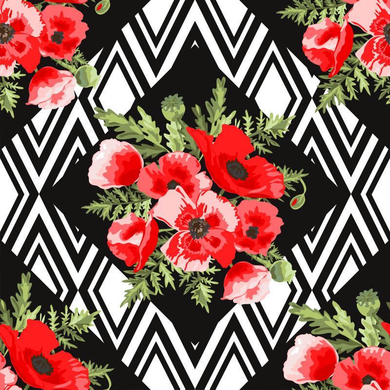 红罂粟背景矢量