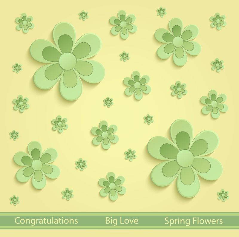 矢量绿色纸质的花朵设计插图