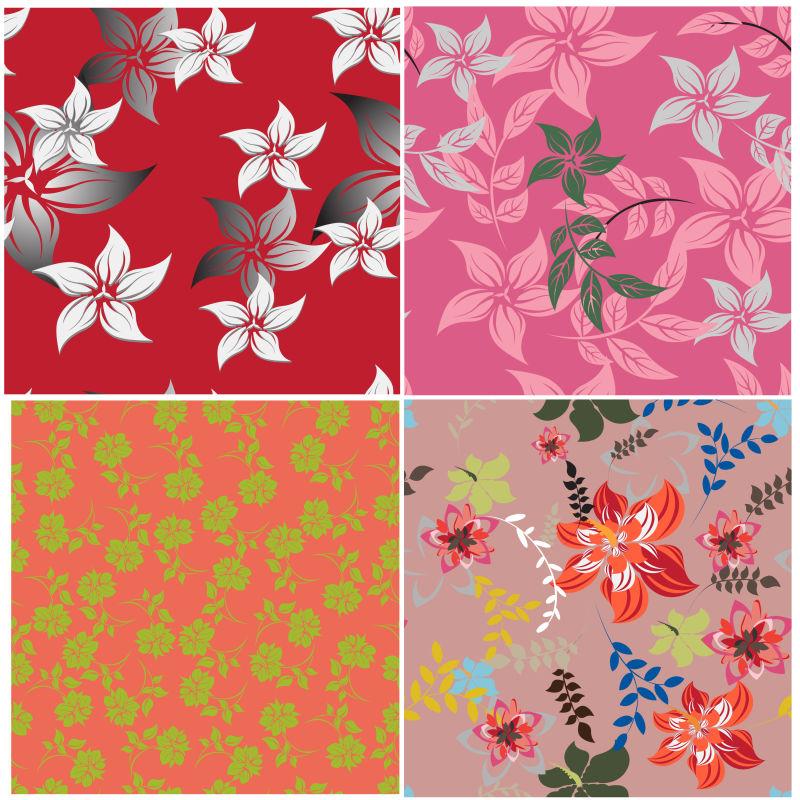 拼贴矢量花卉背景