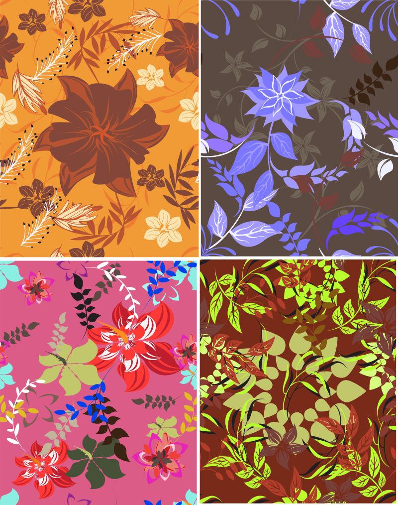 无缝花卉背景集矢量