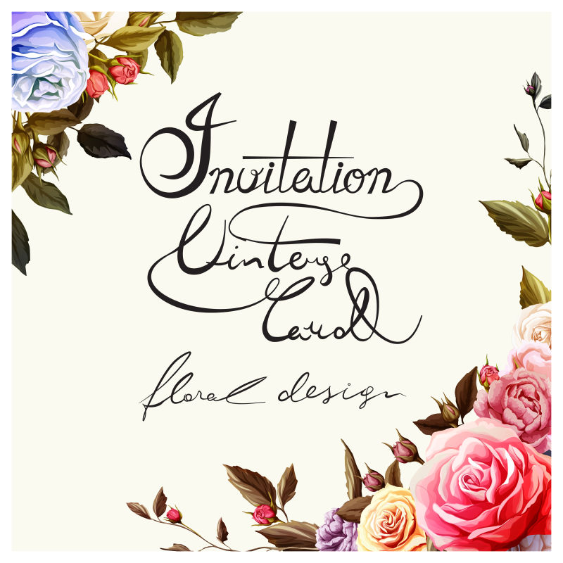 创意矢量花卉元素装饰的卡片设计