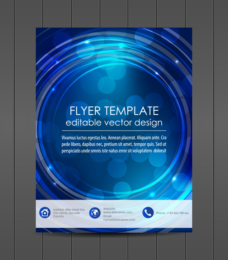 矢量蓝色几何圆形元素的商业宣传册封面设计