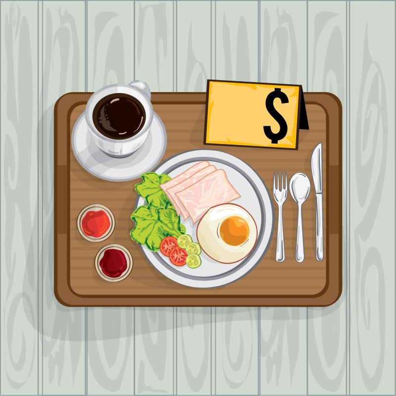 矢量抽象现代早餐元素插图设计