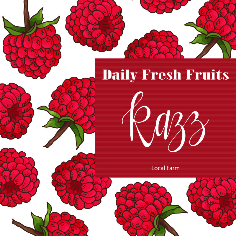 抽象矢量手绘红莓元素广告海报设计