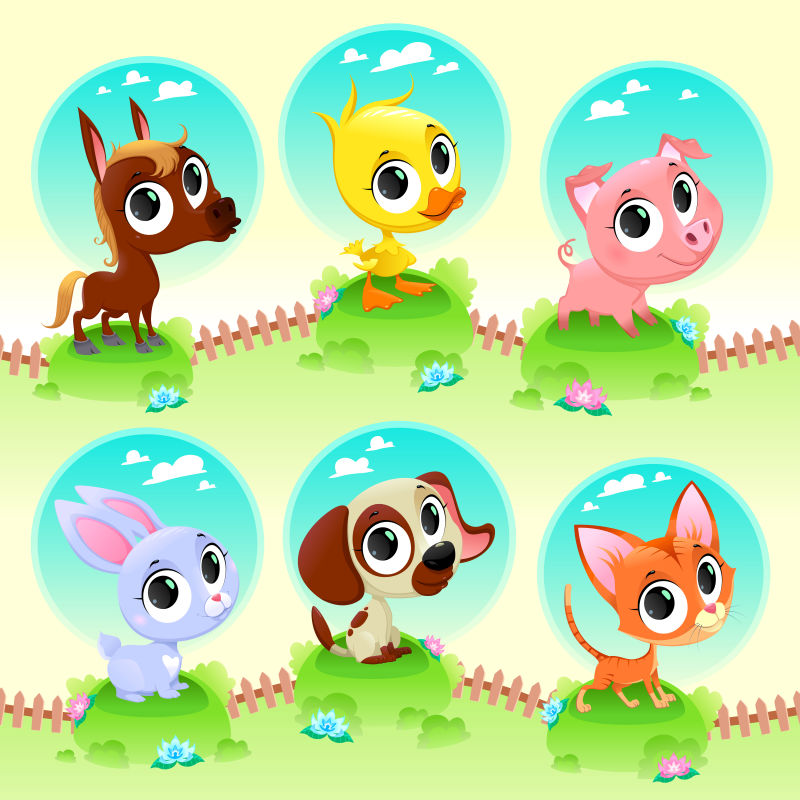 矢量可爱的农场动物