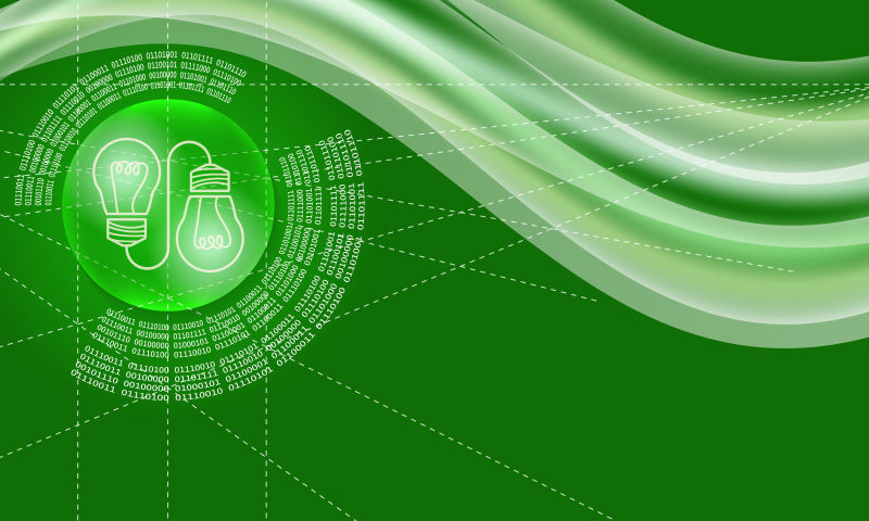 矢量的绿色波纹图案科技背景