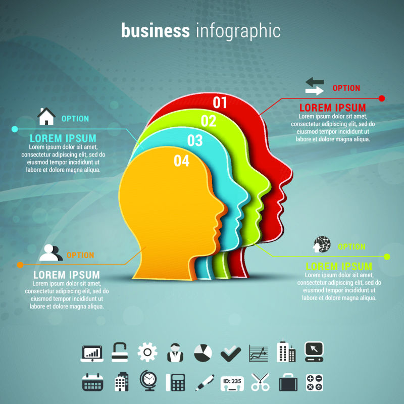 创意矢量现代人物元素的信息图表设计