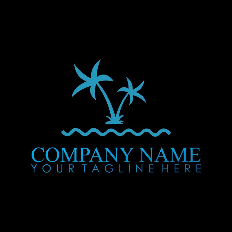 矢量棕榈树的海滩标志