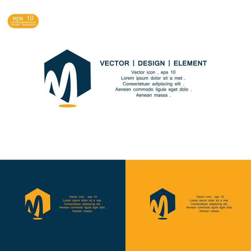 矢量多边形字母M标志