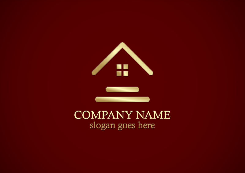 抽象矢量金色房地产标志设计