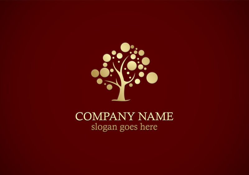 抽象矢量点状树的标志设计