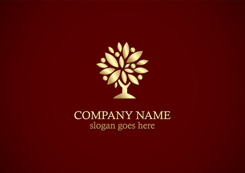 抽象矢量金树元素的标志设计