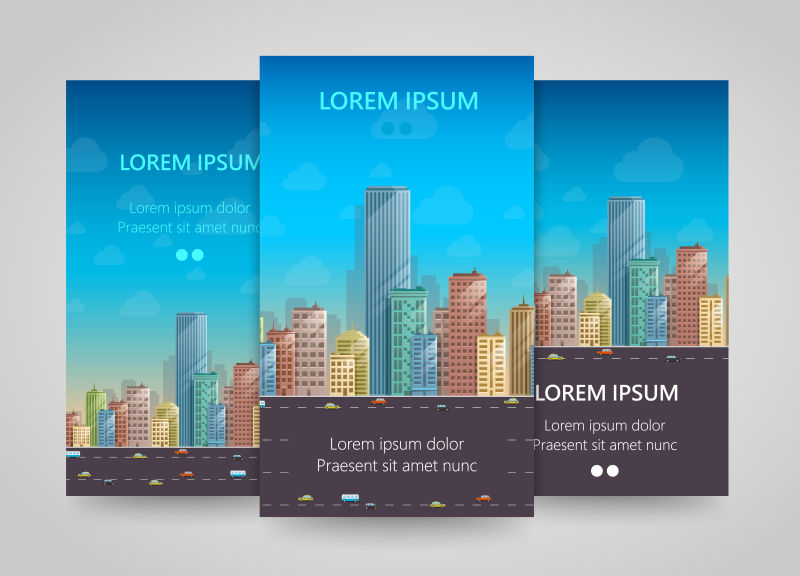 矢量的建筑图案卡片设计