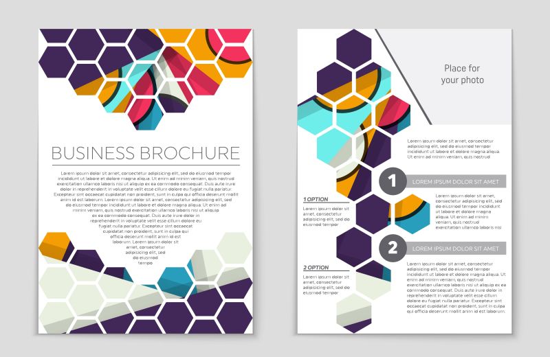 创意矢量现代彩色蜂巢元素的宣传册设计