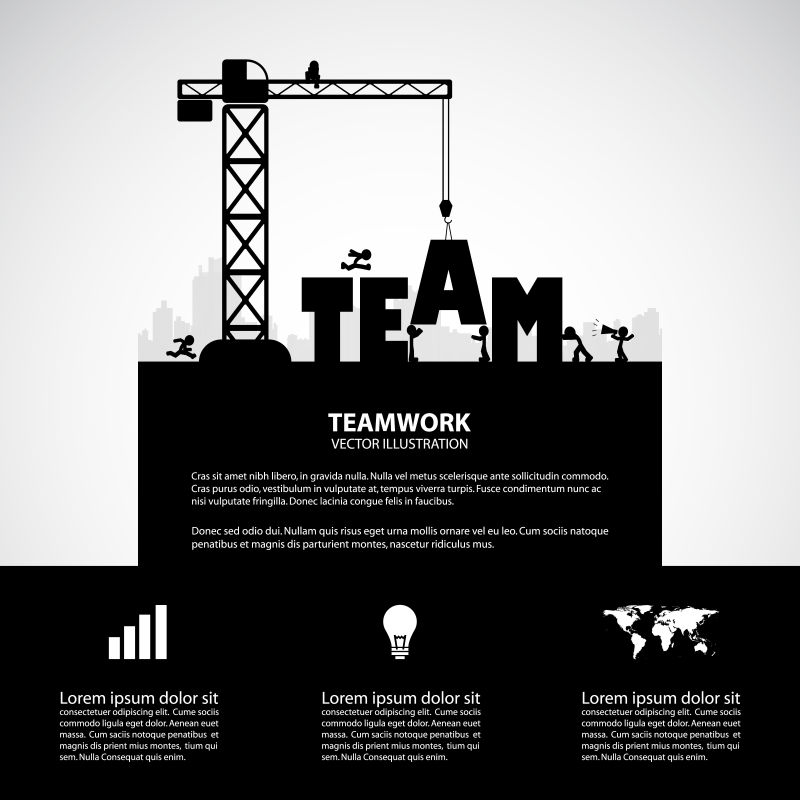 抽象矢量团队主题的平面概念插图