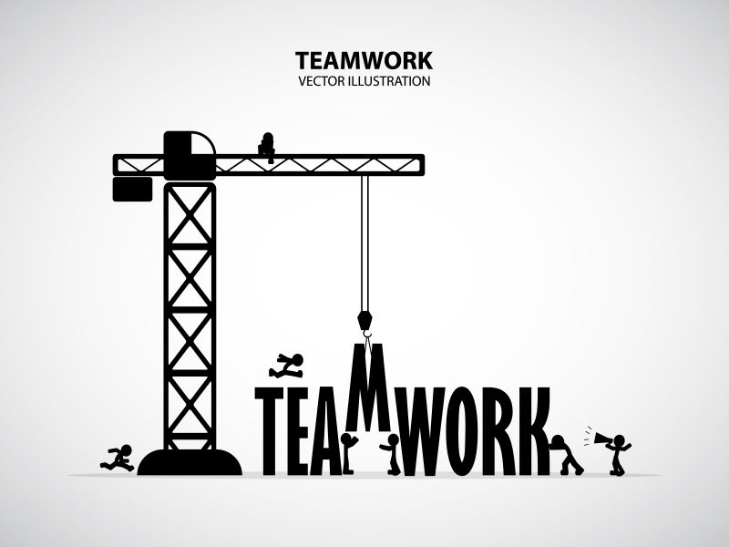 抽象团队合作概念的矢量平面插图