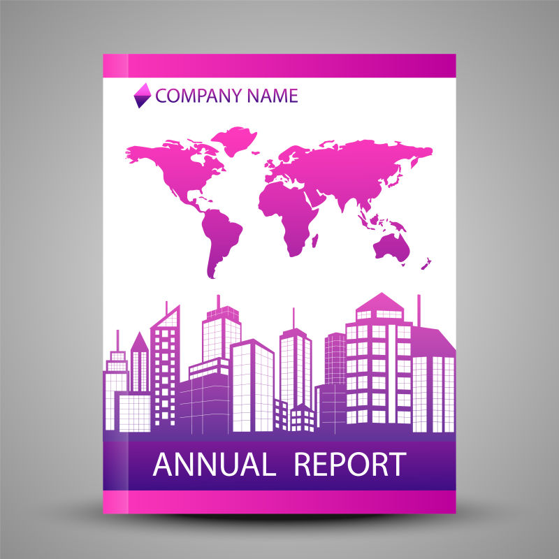矢量抽象粉色元素的年度宣传报告设计