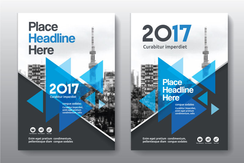 蓝色几何图案宣传手册矢量设计