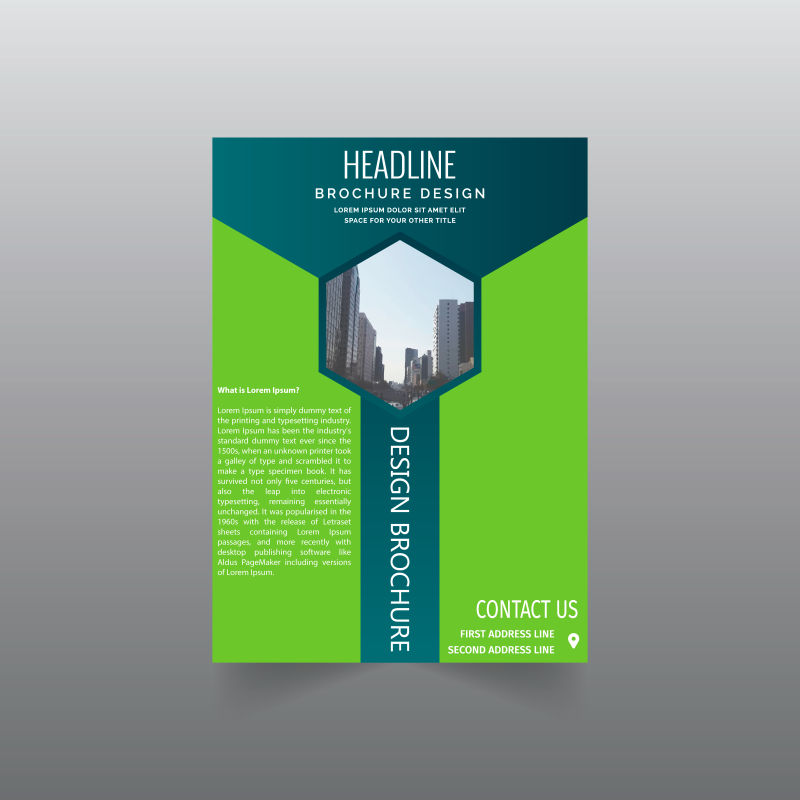 抽象矢量现代绿色宣传单平面设计