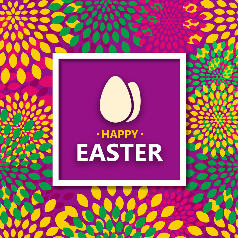 彩色花卉图案复活节背景矢量设计