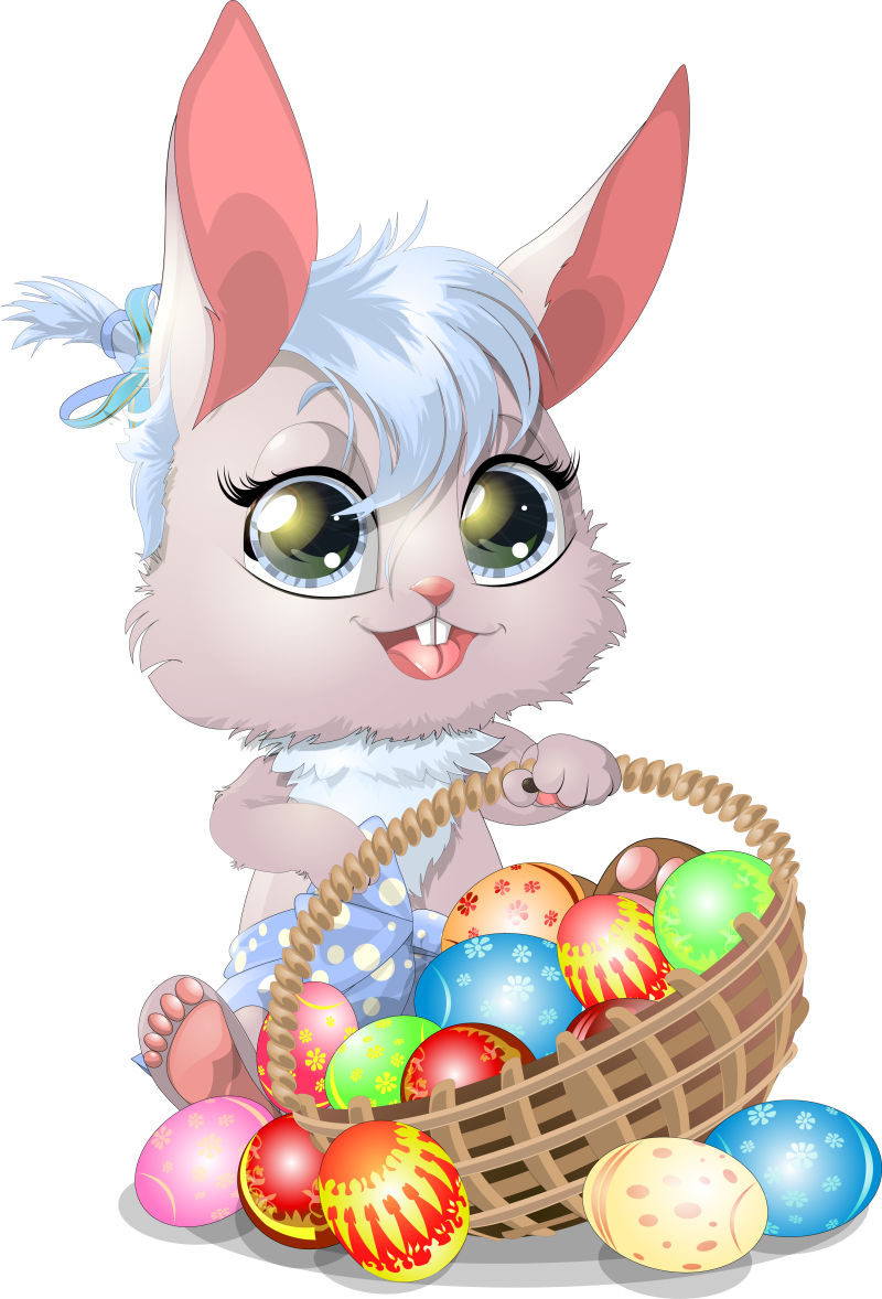 可爱的复活节兔子矢量插图设计