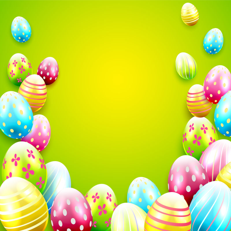 矢量复活节彩蛋元素的装饰背景设计