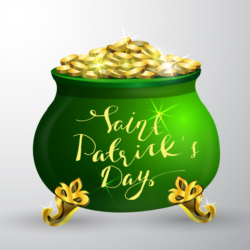 金币元素的矢量圣帕特里克节概念背景