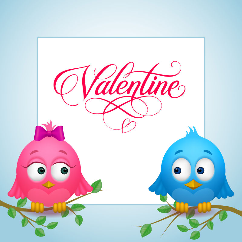 创意矢量小鸟元素的情人节主题背景