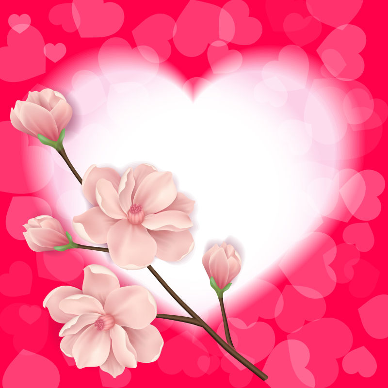 抽象矢量鲜花元素的情人节背景