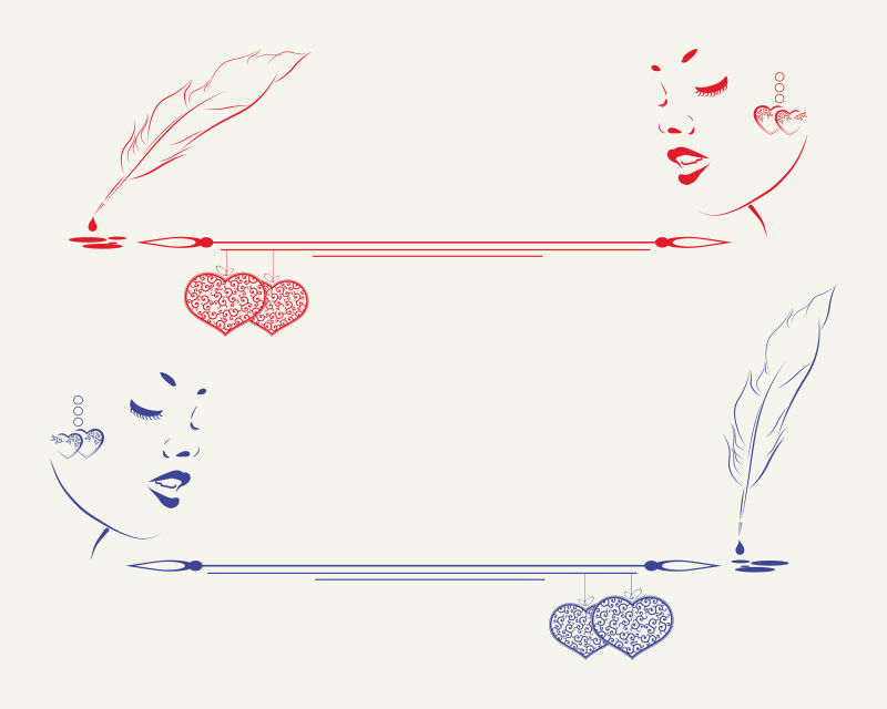 矢量的手绘女孩装饰插图