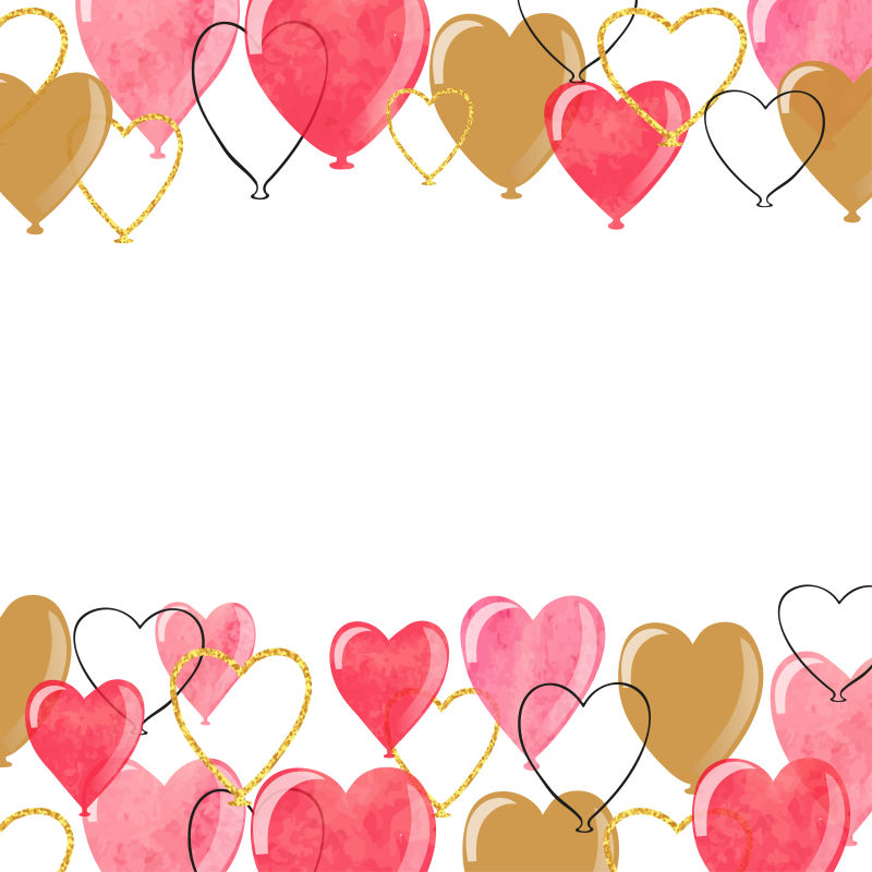 情人节水彩爱心插图矢量设计