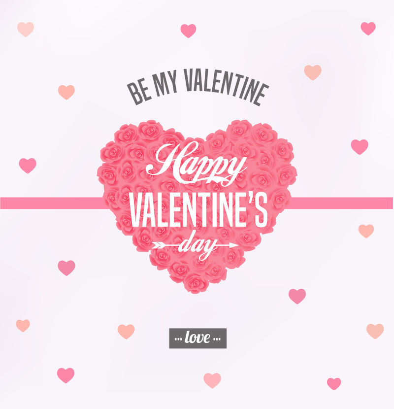 矢量现代浪漫红心元素情人节背景