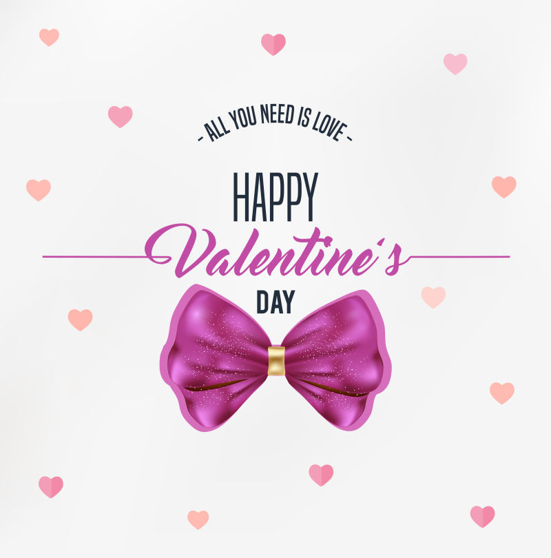 抽象矢量紫色蝴蝶结元素的情人节背景