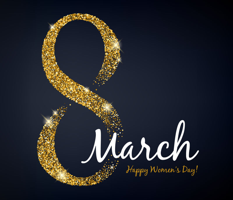 金色粉末图案妇女节贺卡矢量设计